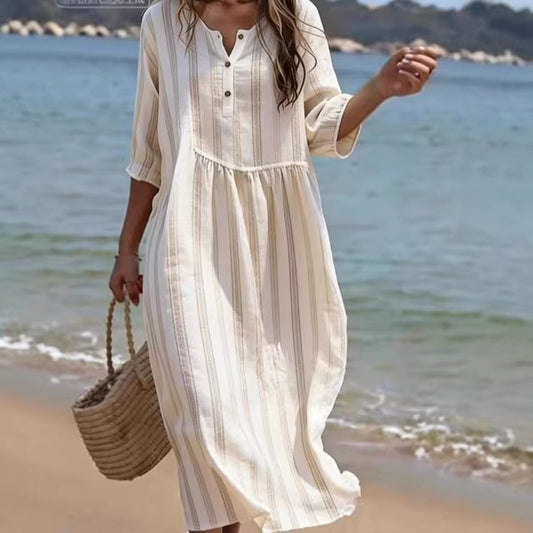 Round Neck Fashion Premium Long Sleeve Printed Dress