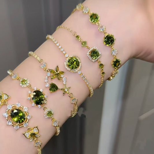 18K Real Gold Plated Cubic Zirconia Geometric Bracelet Circle Square Floral Bangle Luxury Premium Retro Fashion Accessory