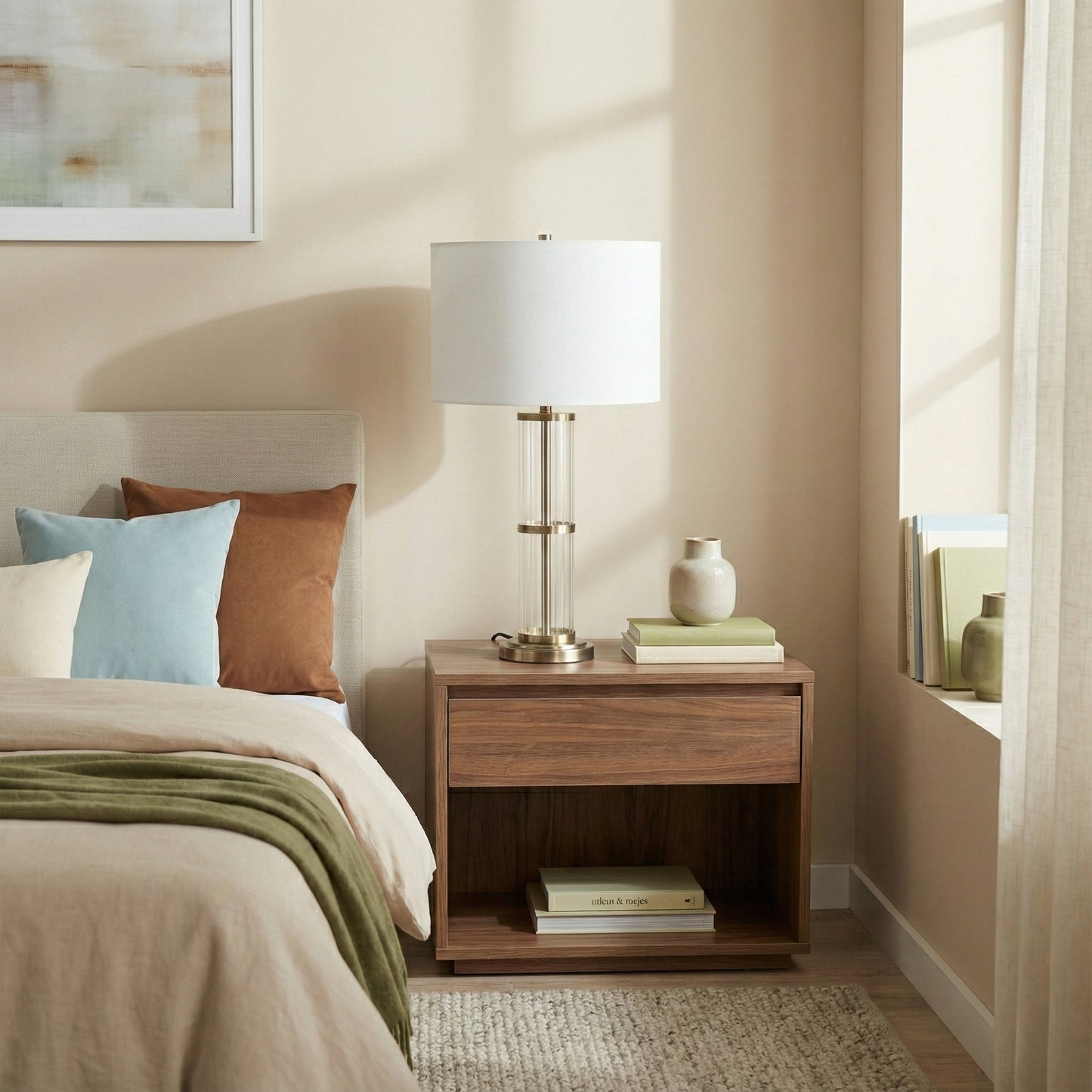 Echo Brushed Nickel Table Lamp With On Off Switch Clear Glass Body  Metal Base