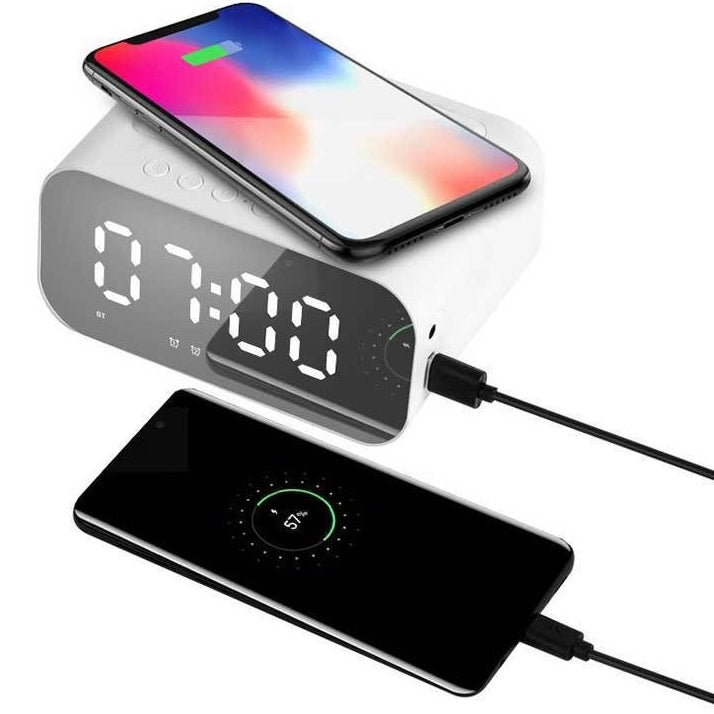 Wireless Charging Bluetooth Speaker With Alarm Clock Sound