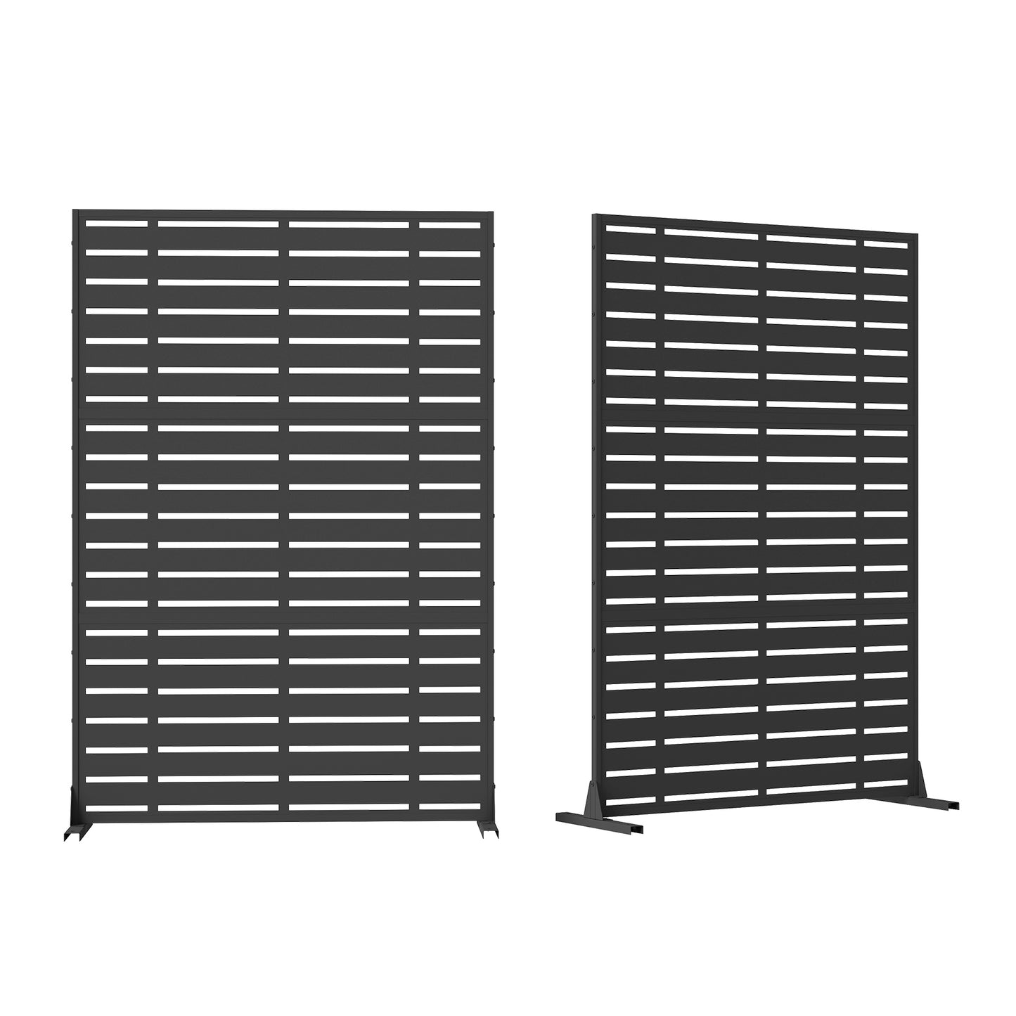 Outdoor Privacy Screen, Freestanding Patio Screen With Metal Frame & Resin Panels, Modern Decorative Privacy Fence For Patio, Garden, Balcony