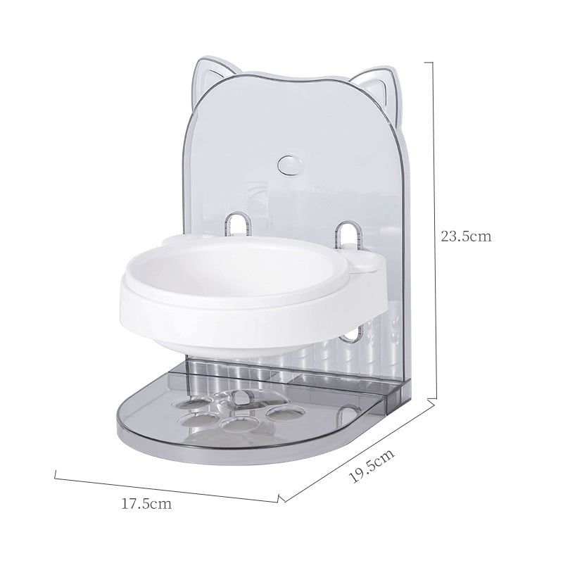 Bowl With Cat Ears For Pets Neck Protection Fixed Anti Spill Adjustable Height Cat Feeding Water Supply Removable Hanging Cage