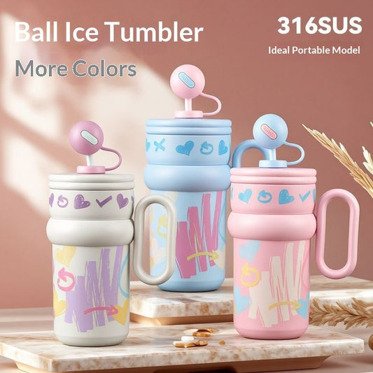 Ball-shaped Boba Milk Tea Cup With A Handle For Girls