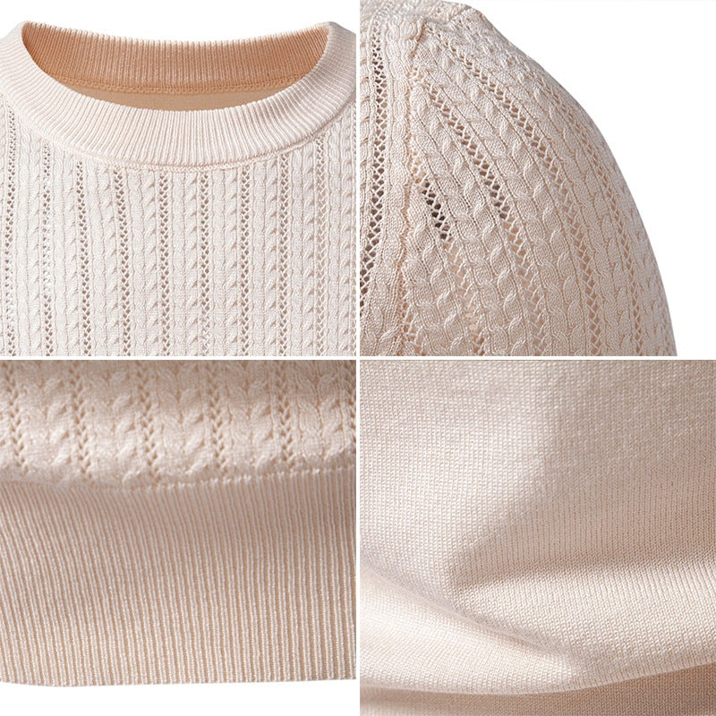 Short-sleeve Knitted Sweater Mens Fashion