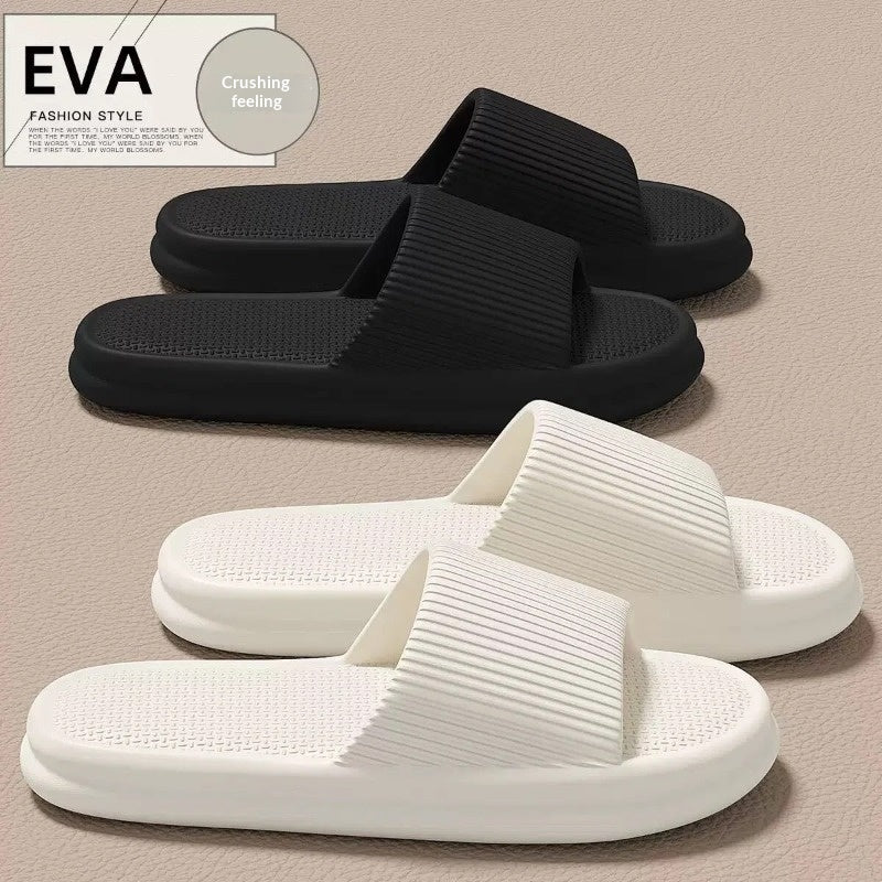 Minimalist Home-use Bathroom Slippers With A Plush Cushioned Feel For Men