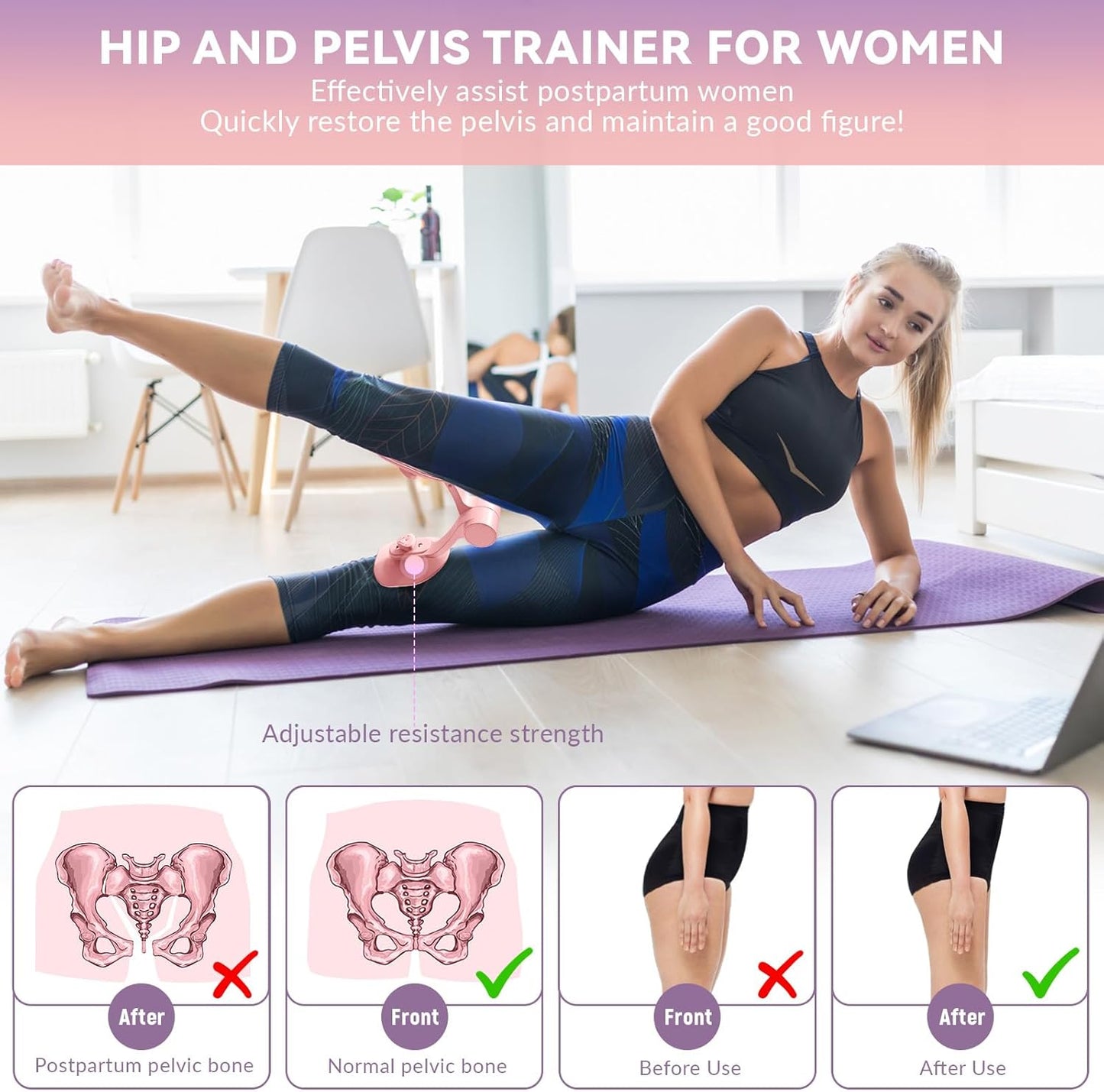 Thigh Stretch Inner Thigh Toner & Leg Exerciser For Women Men Home Workout Portable Fitness Equipment For Core Lower Body Strength Training