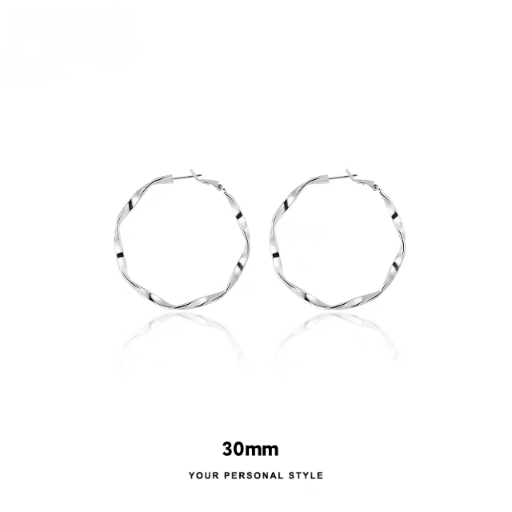 1 Pair 999 Sterling Silver Mobius Hoop Earrings, Minimalist Style, Perfect For Daily Wear And Valentine's Gift