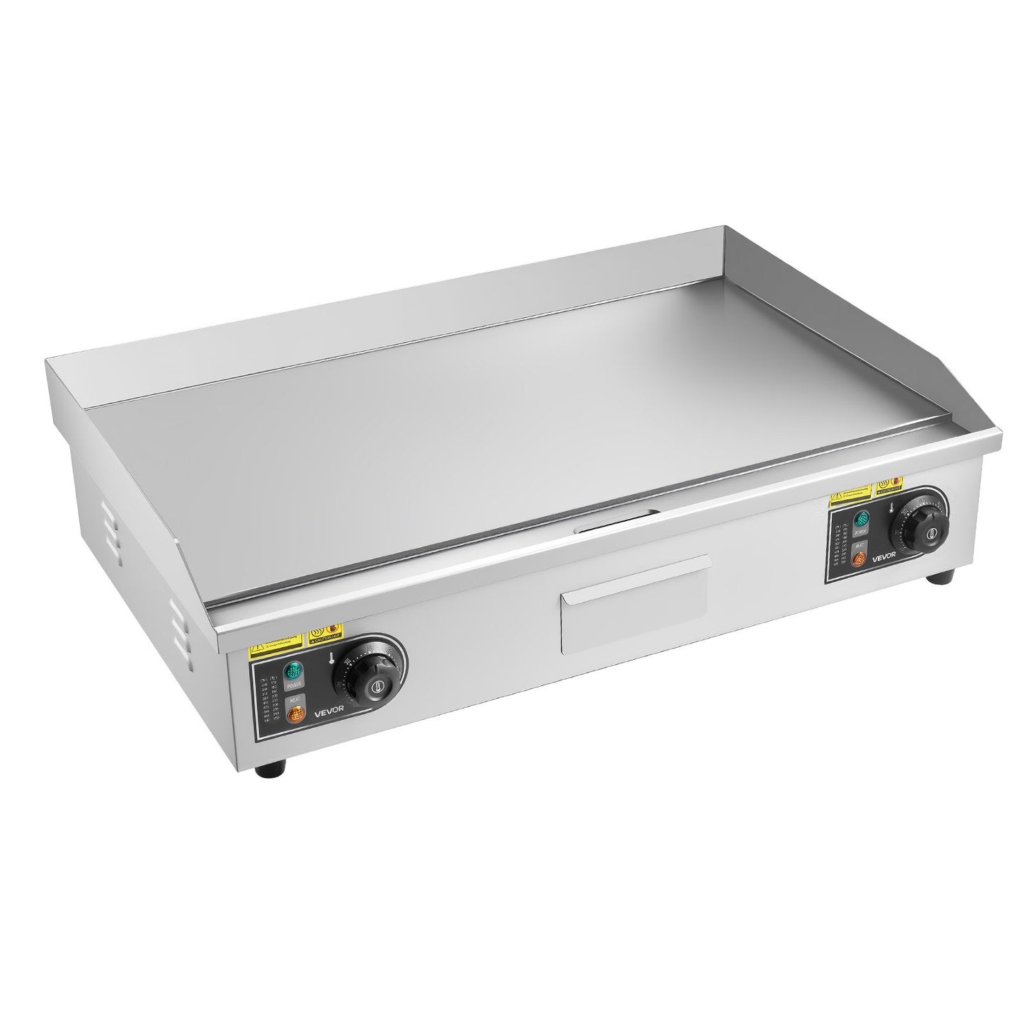 Commercial Electric Griddle, 28.54 X 15.75 Inches, 4400W, 122-570°F Adjustable Temp Control, Stainless Steel Body, Half Grooved Half Flat, With 2 Spatulas, 2 Brushes, And 4 Foot Pads, For Steak