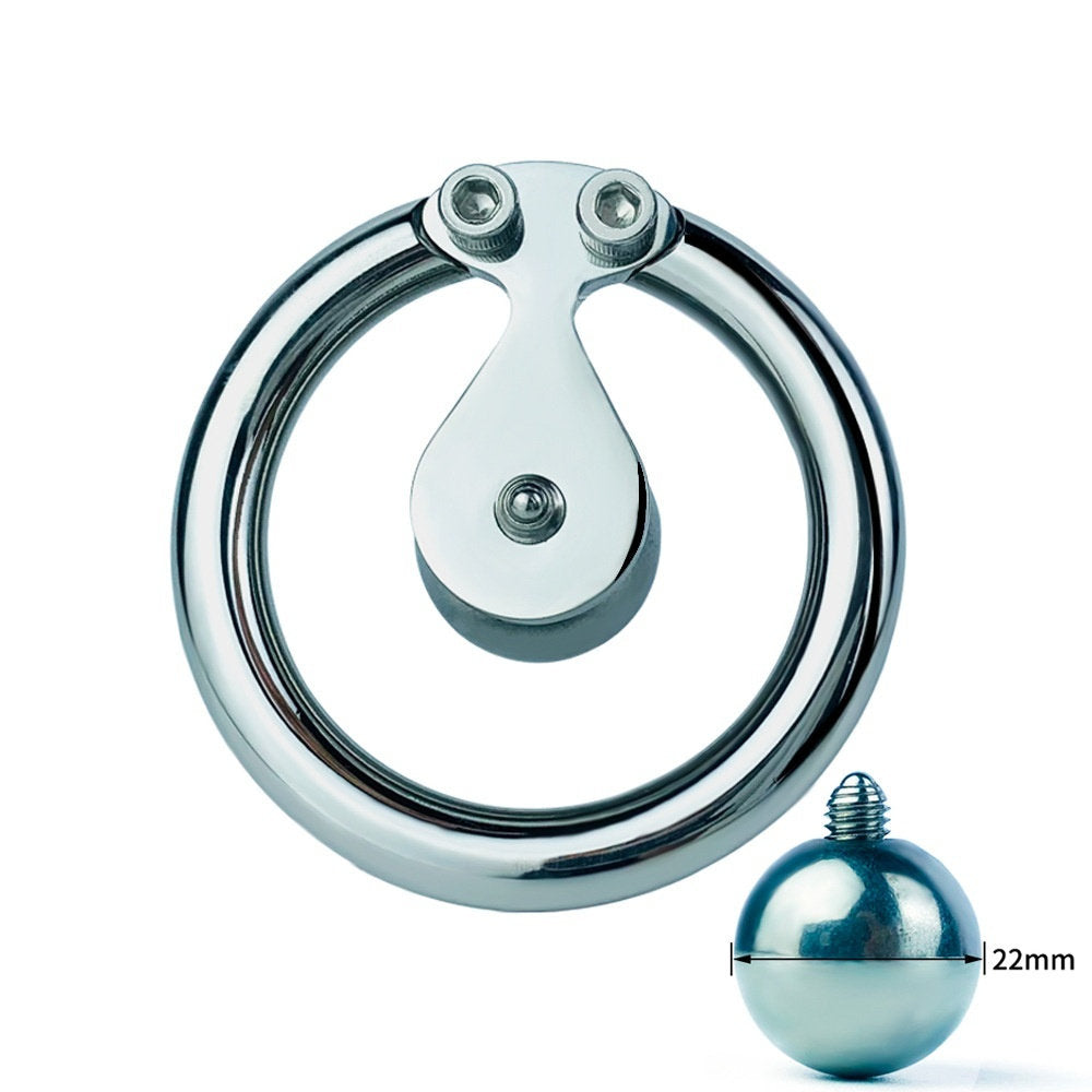 Stainless Steel Men's Flip Chastity Device With Solid Massage Steel Ball