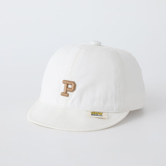 Children's Solid-color Letter P Three-dimensional Embroidered Adjustable Simple And Trendy Soft-brim Baseball Cap Suitable For Outdoor Outings