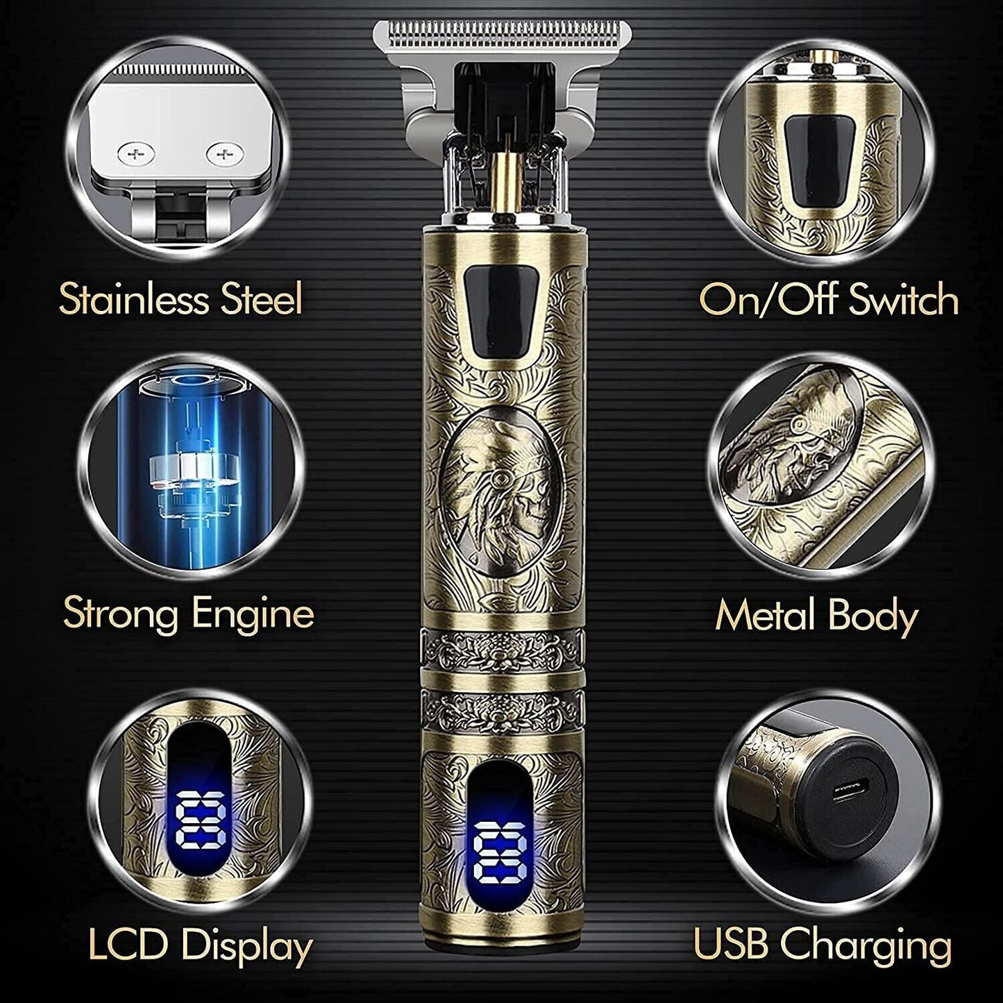 Hair Clippers Beard Trimmer For Men Hair Cutting Cordless Barber Shaving Machine