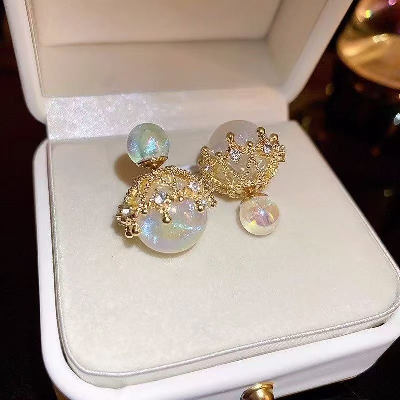 Mermaid Glow Pearl Double-Sided Wear Earrings, Fashion Light Luxury Studs, Elegant Versatile Ladies Ear Jewelry