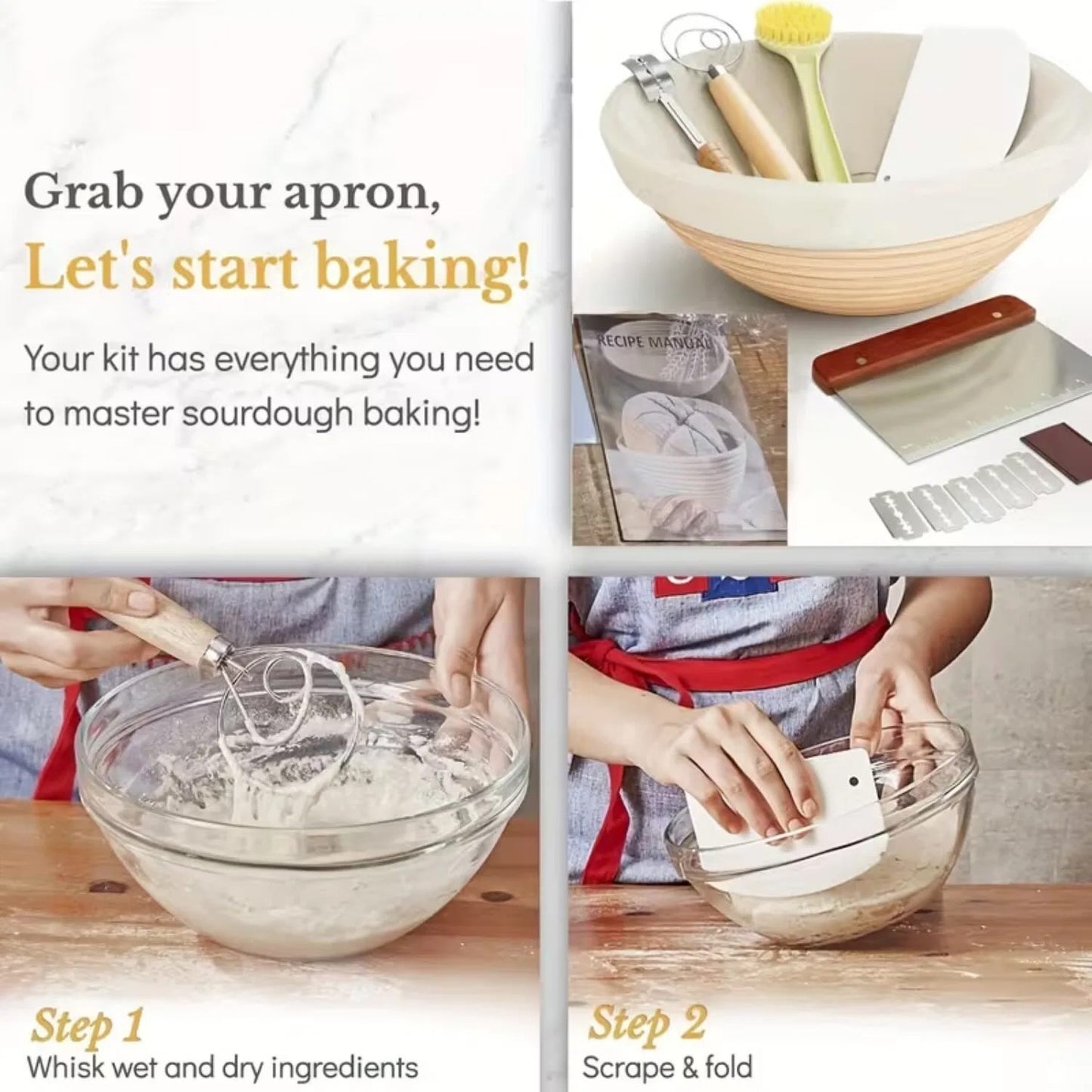 Bread Proofing Basket, Sourdough Baking Supplies, Round 9-inch Sourdough Starter Kit, Anti-counterfeiting Baking Basket, Bread Making Tools And Supplies, Basket Gift Set