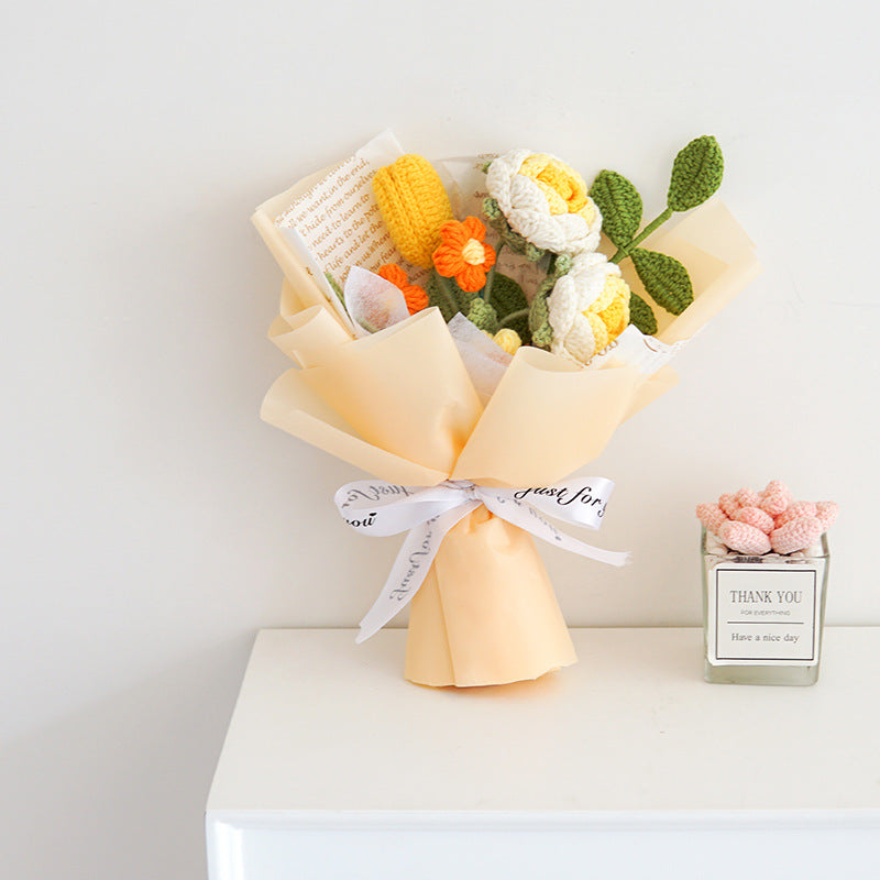 Sunflower Yarn Crochet Bouquet Fathers Day Gift
