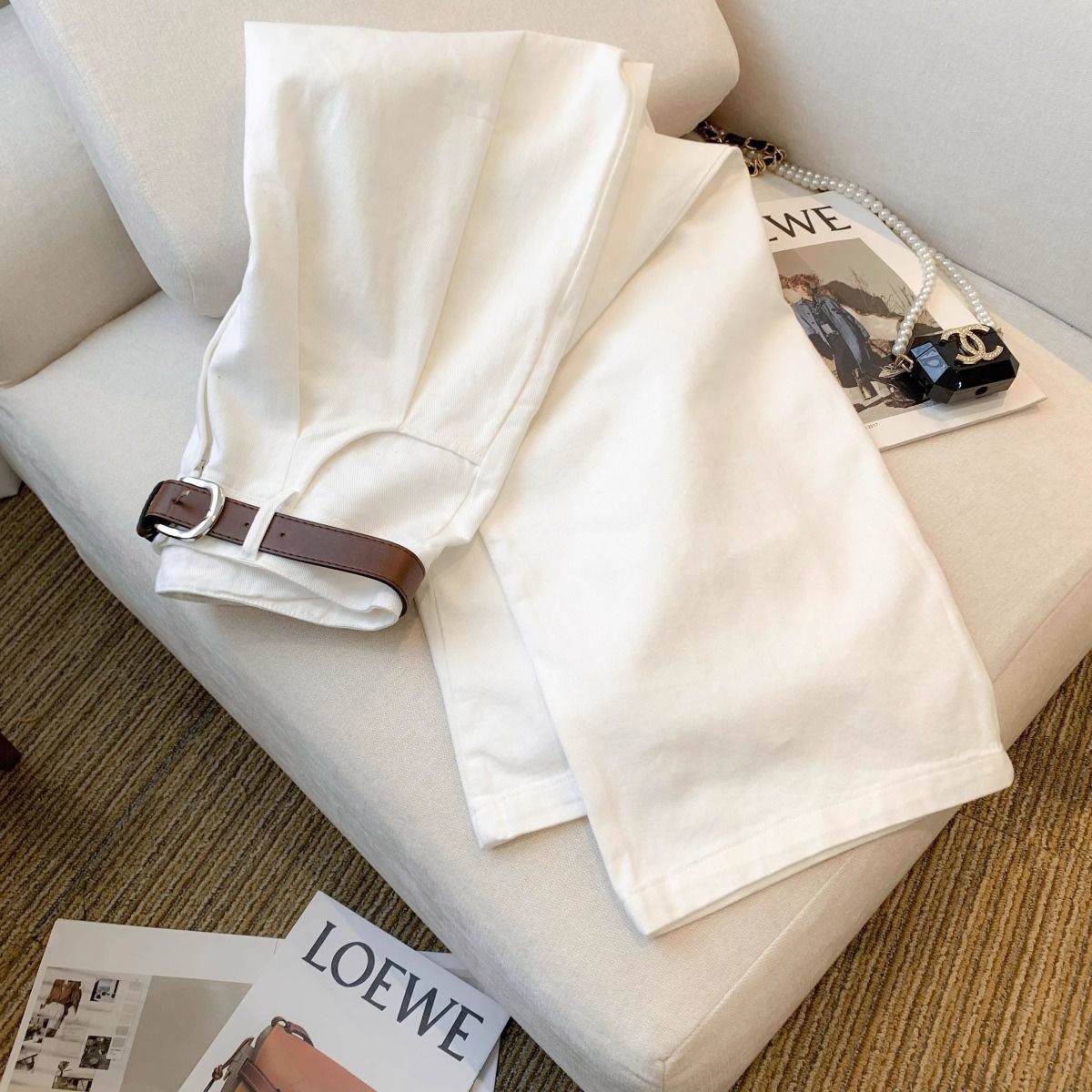 Korean-style Loose High-waisted Straight-leg Draping Floor-length Pants