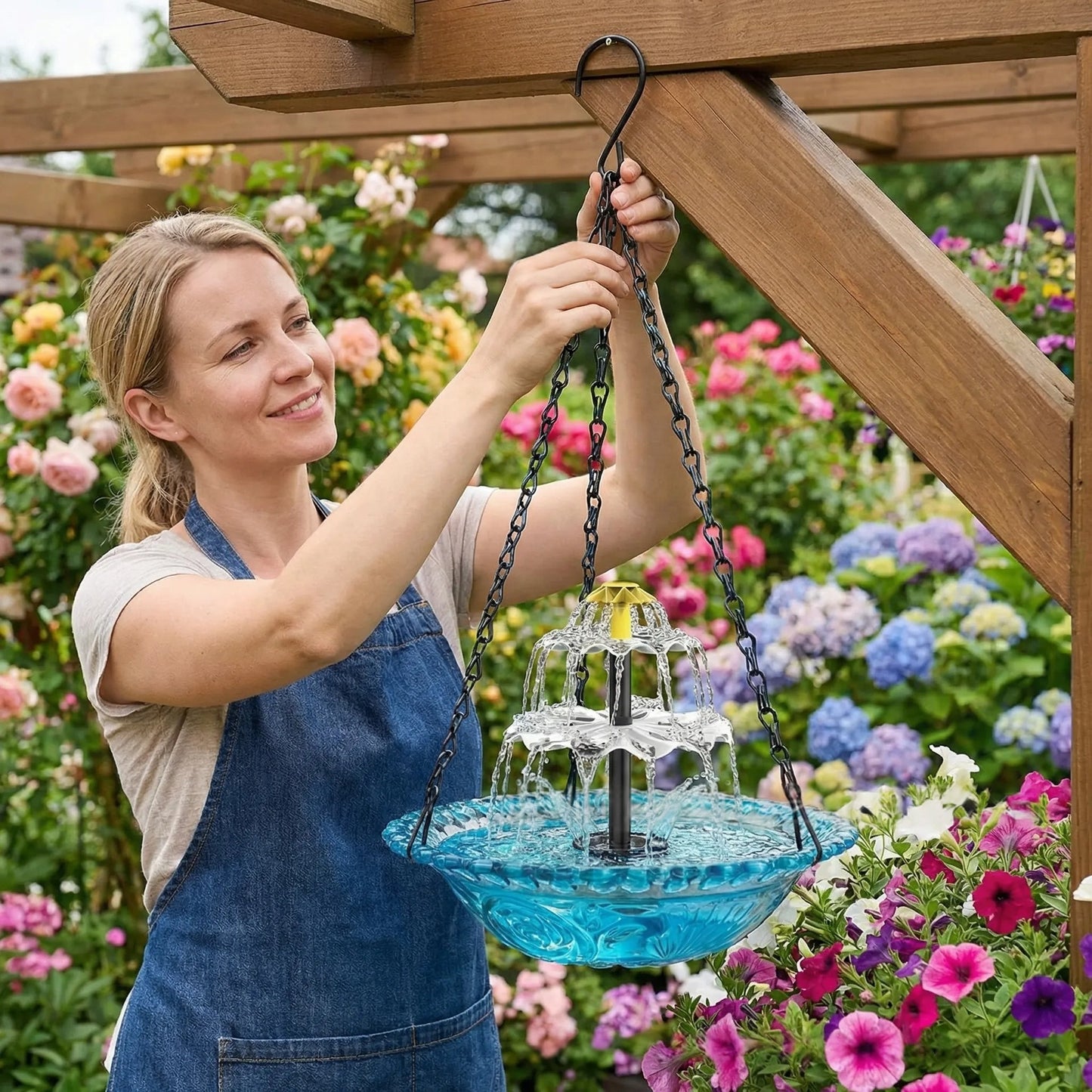 Cross-border New Product Creative Portable Solar-Powered Waterfall Bird Bath Fountain