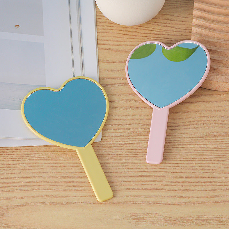 Household Portable Cute Love Hand-held Makeup Mirror