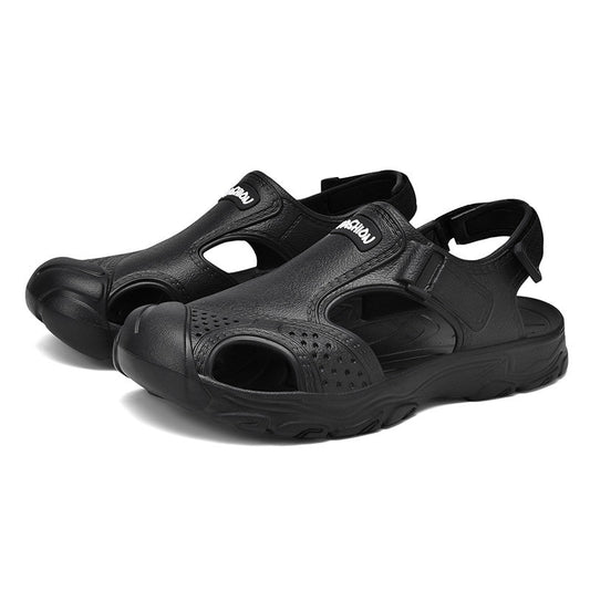 New Plus Size Men's Closed Toe Outdoor Sandals, Fashion Anti-slip Collision-proof Quick Dry Water Shoes For Beach & Wading
