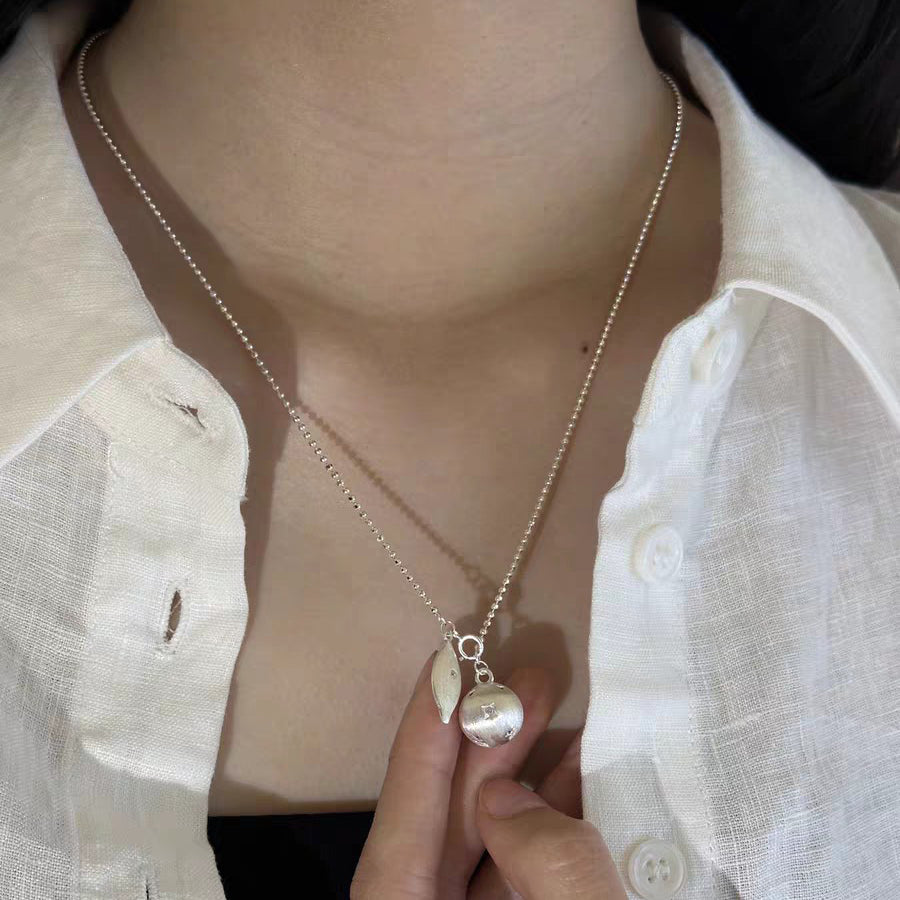 1pc 999 Sterling Silver Matte Planet & Waterdrop Double Pendant Necklace, Minimalist Sweet Style, Perfect For Daily Wear & Valentine's Gifts