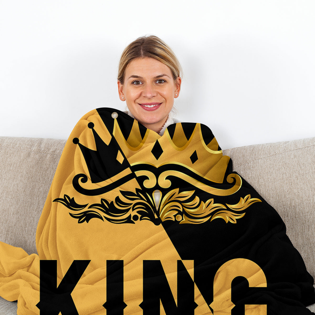King With Crown Blanket Flannel Soft Plush Fleece Towel Quilt For Couch Or Bed Warm Throw Office Sofa
