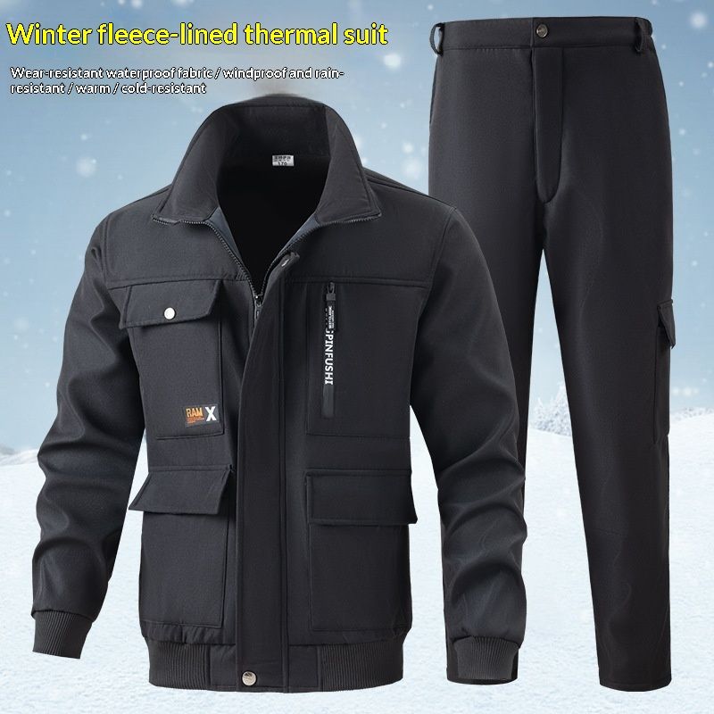 Fleece-lined Heavyweight Outdoor Jacket And Pants Set