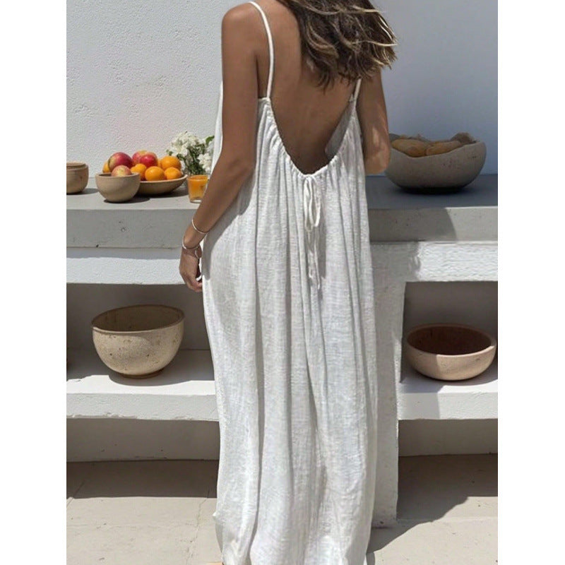 2026 Cross-Border New Model Womens Strapless Coat With Back Exposure Loose Fit, Home Wear Dress