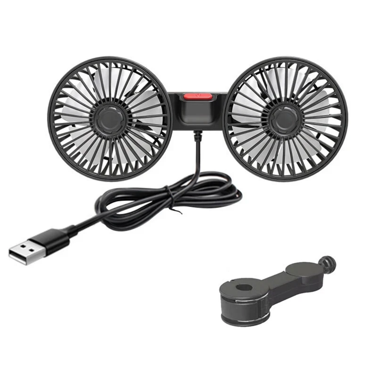 Dual Head Car Fan Portable Vehicle Truck Rotatable Auto Cooling Cooler For Backseat Air Fan USB Powered 3 Speeds