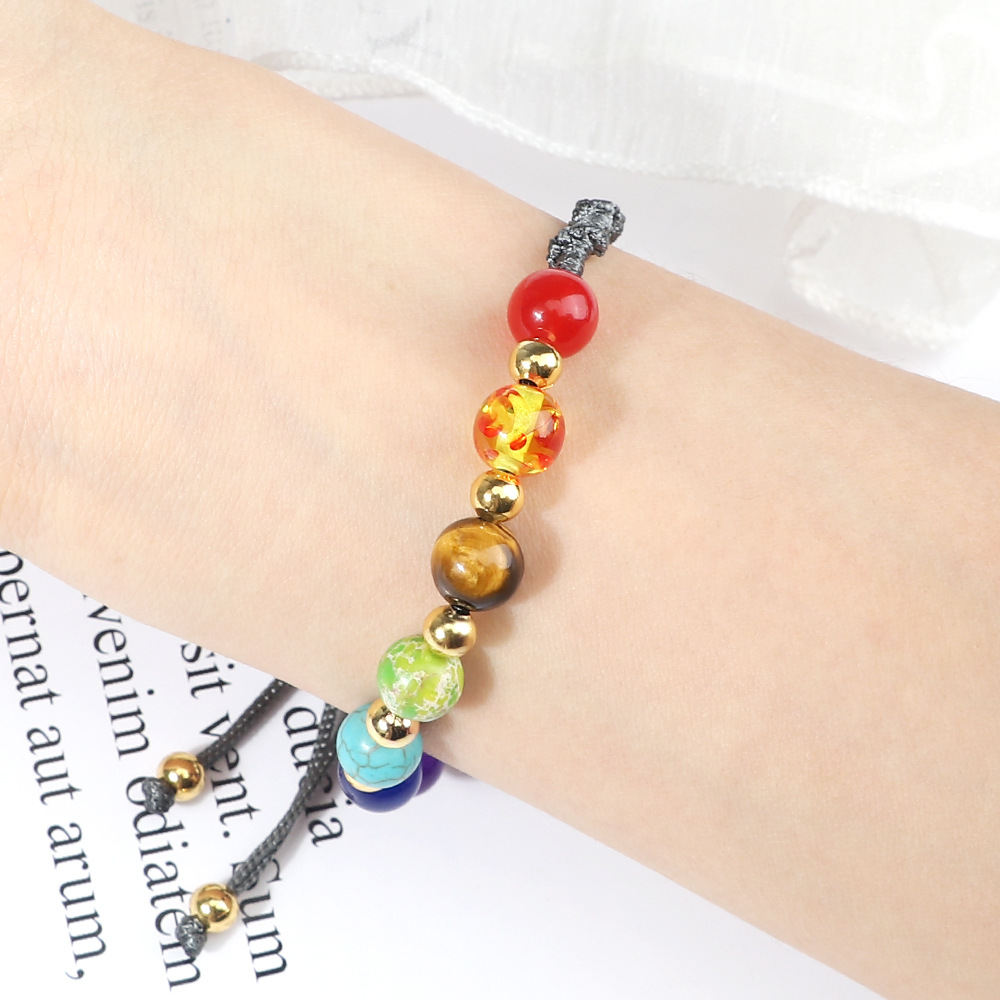 Colorful Stone Beads Bracelet Yoga Woven Hand Strap
