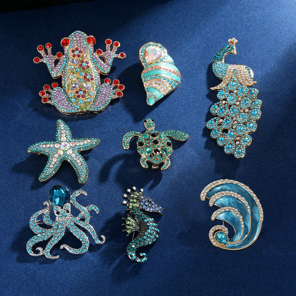 Best-selling Rhinestone Sea Turtle And Octopus Brooch