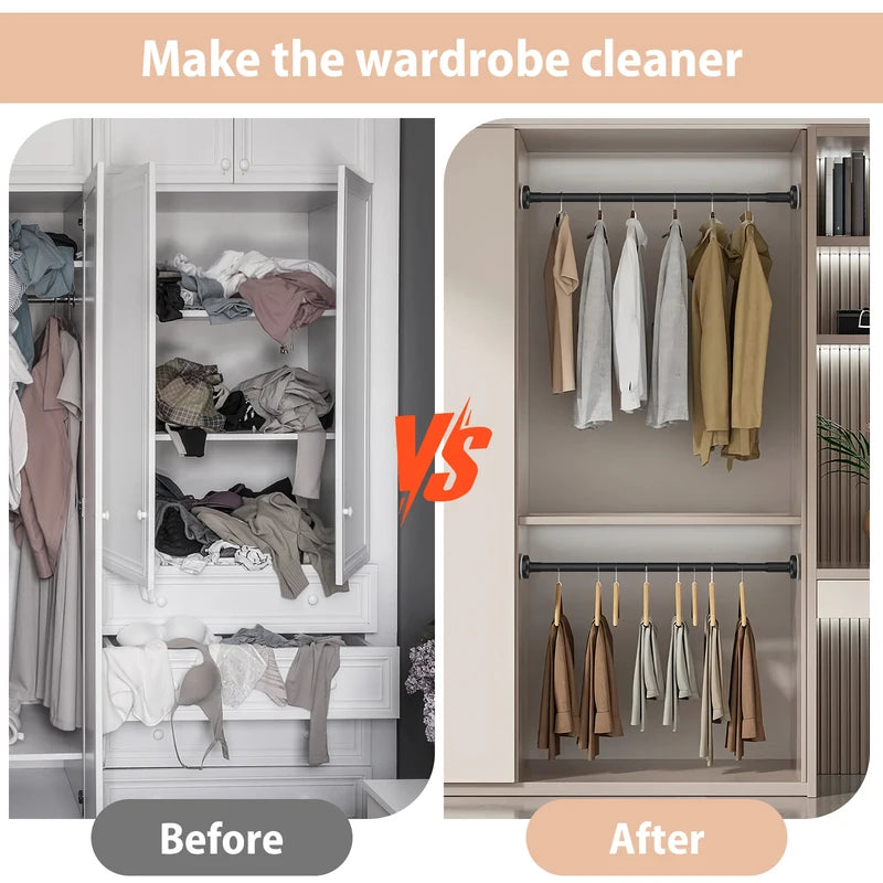 Adjustable Telescopic Pole No Drill1.9m Extendable Hanging Rod Bathroom Curtain Clothes Drying Storage Organization Multipurpose