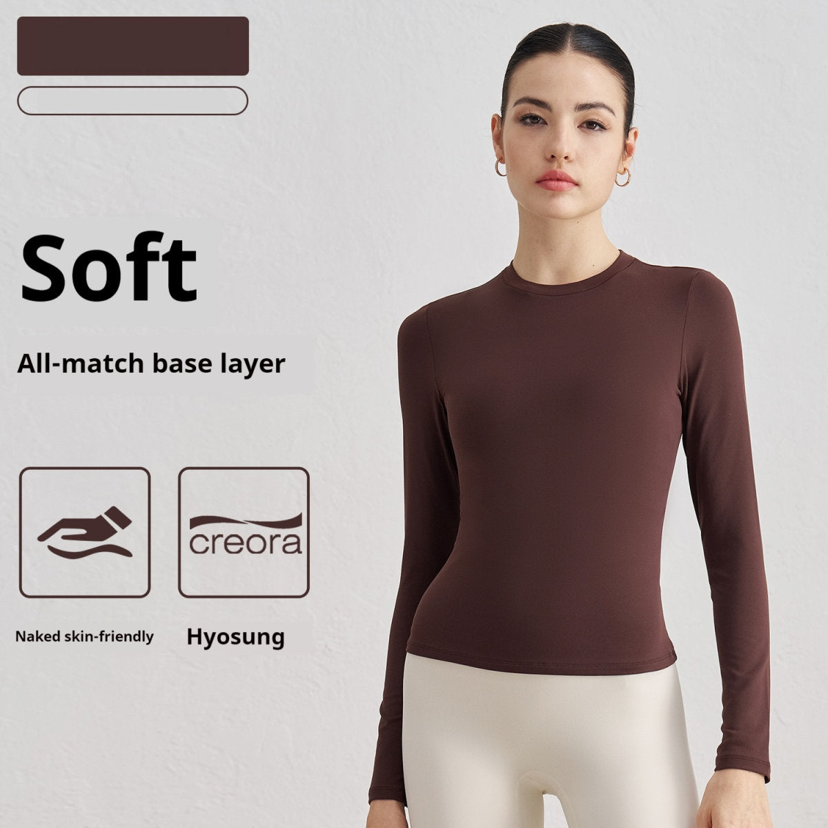 Autumn Crew Neck Fitness Yoga Wear Slim Fit Slim Looking Base Sports Top