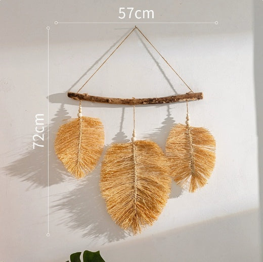 Natural Woven Raffia Decor For Bedroom Background Wall Decoration