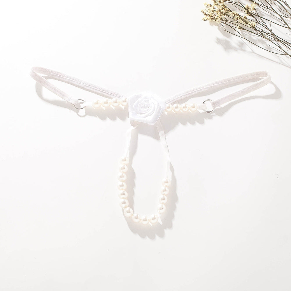 European And American Sexy Pearl Massage T-string Rose Thong