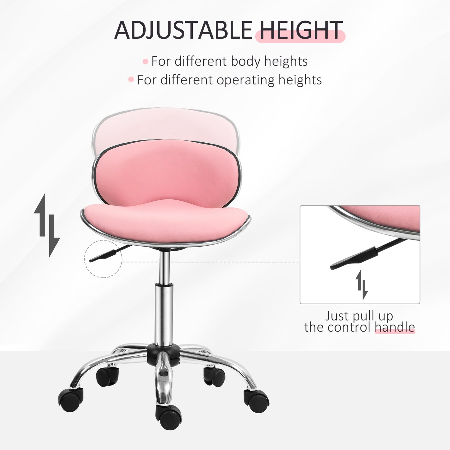 Adjustable Rolling Swivel Beauty Salon Chair, Stool For Spa, Pink