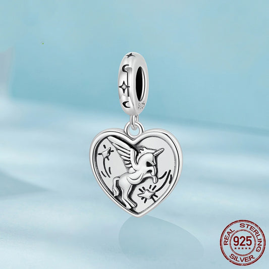Love Heart Diy Pendant Ornaments Accessories S925 Sterling Silver Beads