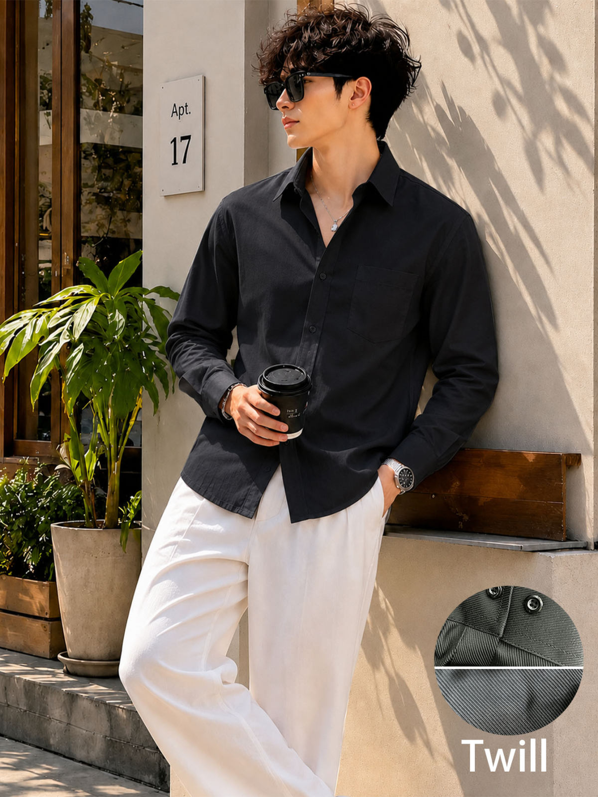 Shirt - Men's Sun-Drenched Outdoor Solid Long Sleeve Casual Shirt