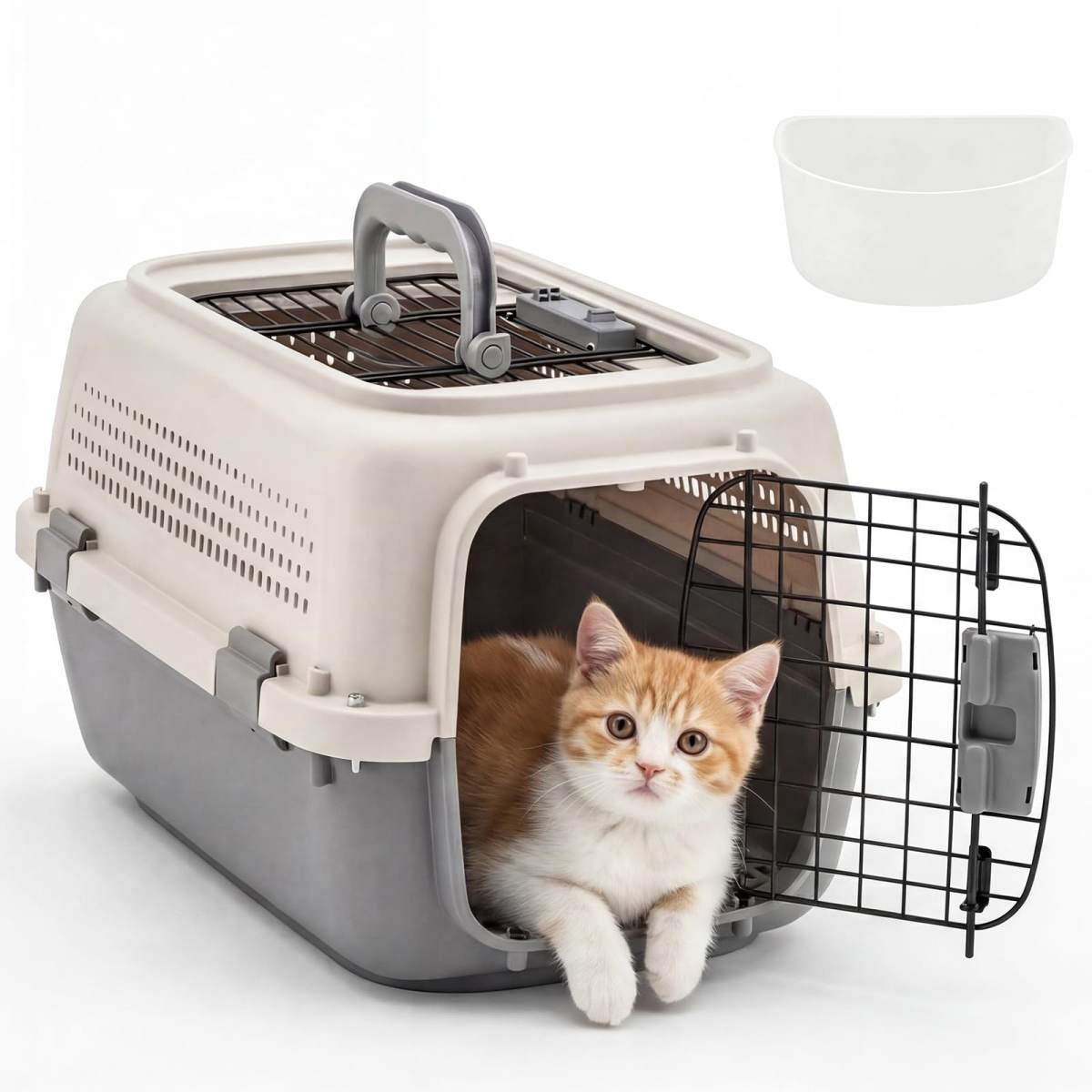 Two-Door Pet Travel Carrier Top Entry Secure Locks Hard-Sided Airline Approved For Cats Small Dogs
