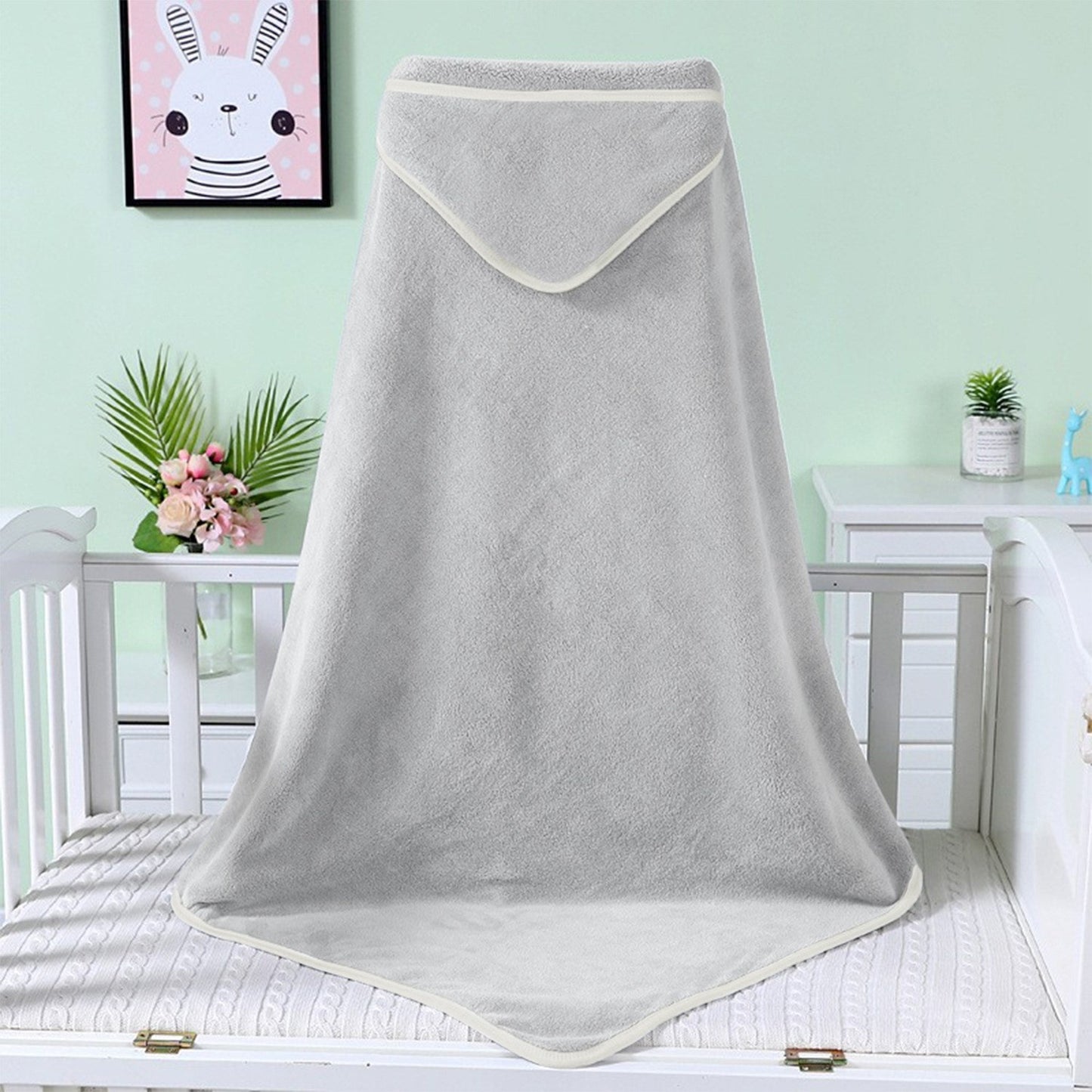 Class A Bamboo Fiber Swaddle With Hood Childrens Bath Towel Blanket And Cape All In One
