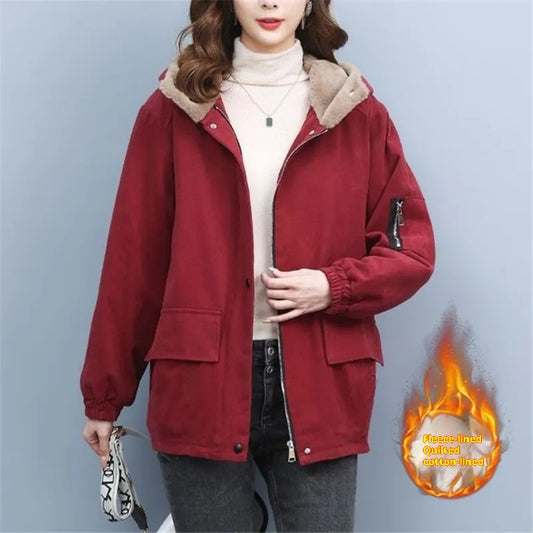 Fleece-lined Thick Loose Casual Korean Super Hot Cotton-padded Jacket
