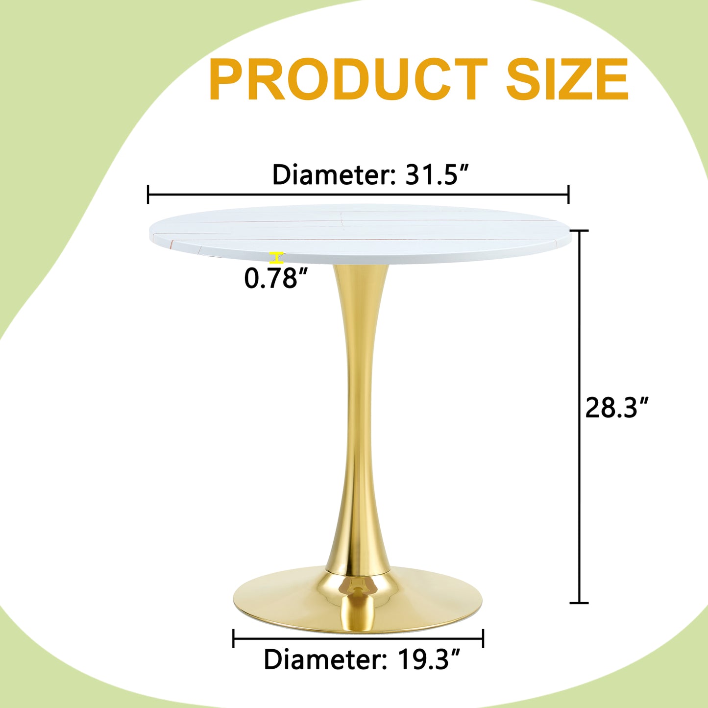 Round Dining Table, 31.5in Circle Tulip Table With Thickened Tabletop & Metal Pedestal, Mid Century Modern Bistro Table For Kitchen, Small Places, Living Room, Cafe  White