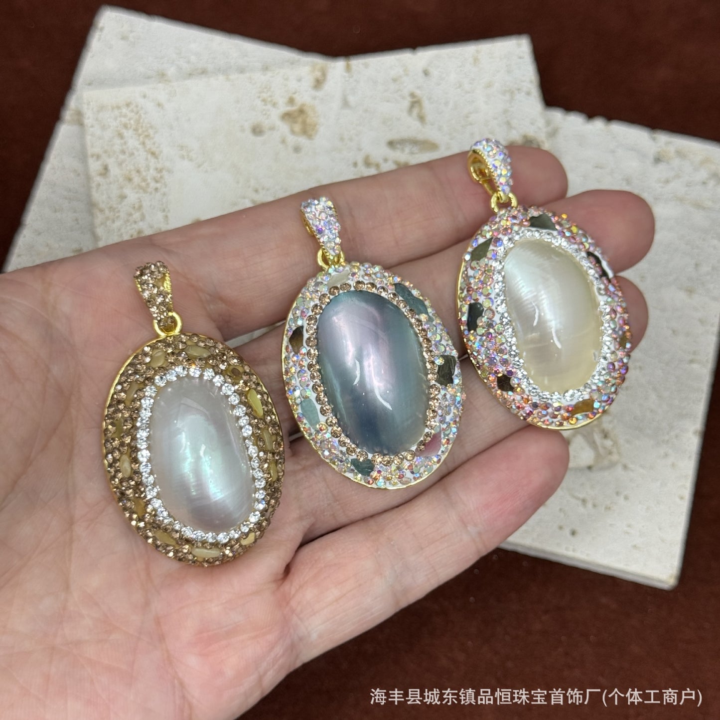 Natural Deep-Sea Pearl Mabe Inlaid Necklace Pendant, Personalized Raw Stone DIY Accessories, High-End Wholesale Supply