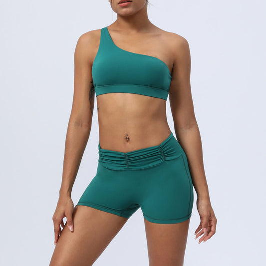 Women's Fitness Running Sports Pleated Yoga Clothes Suit