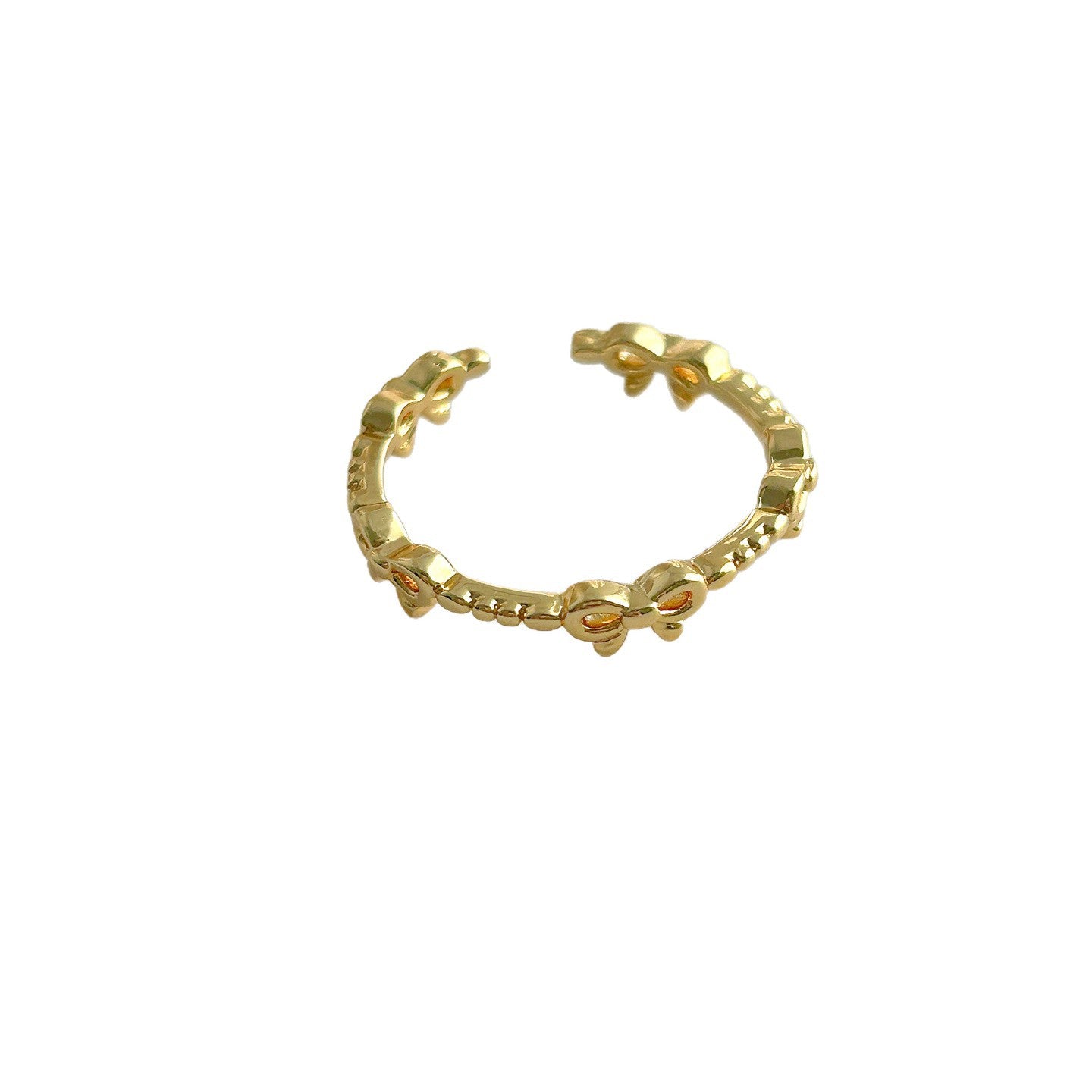 Korean Style Hollow Bowknot Open Ring - Women's Sweet Minimalist Design Adjustable Index Finger Jewelry
