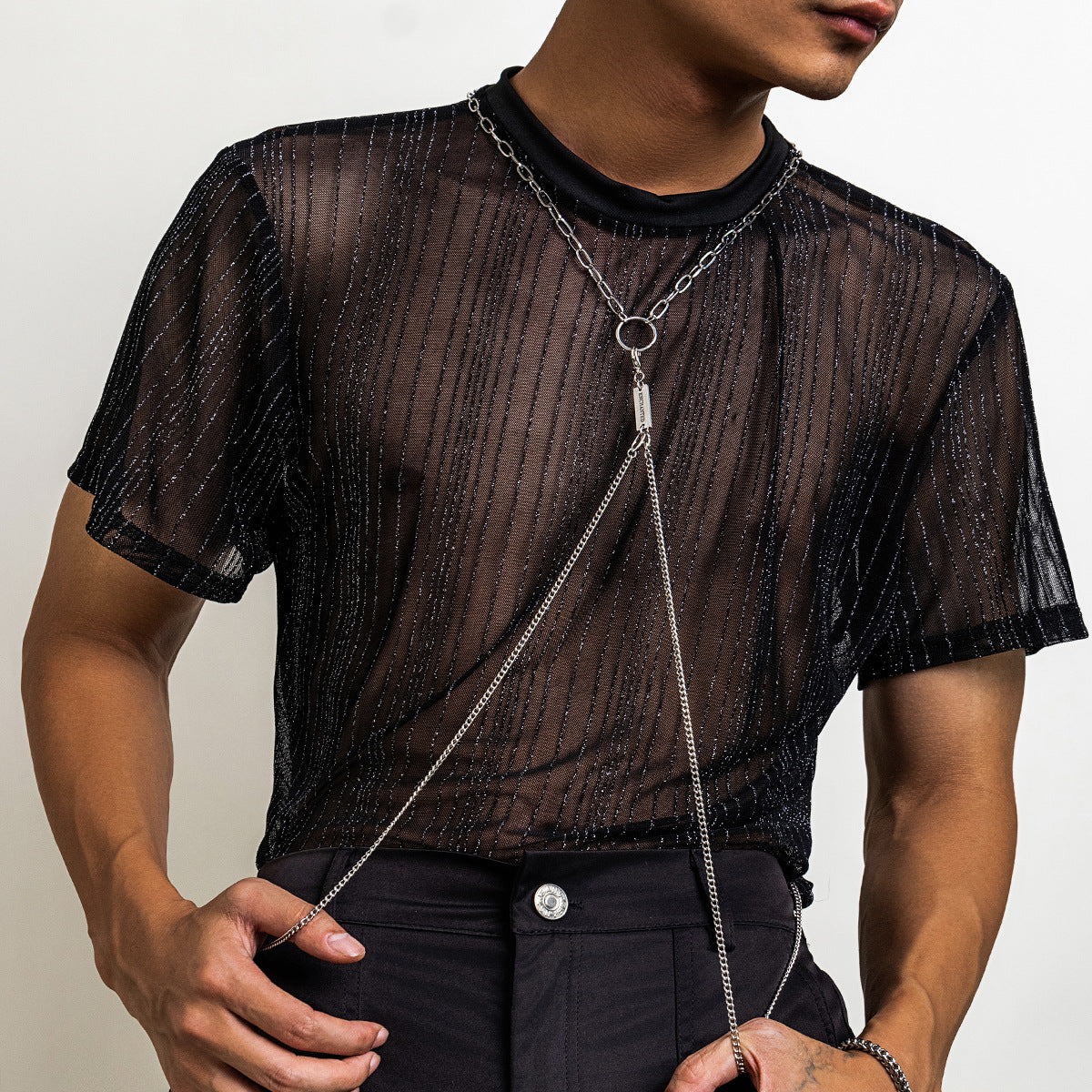 Men's Stainless Steel Tag Tight Chain Body Chain Personality