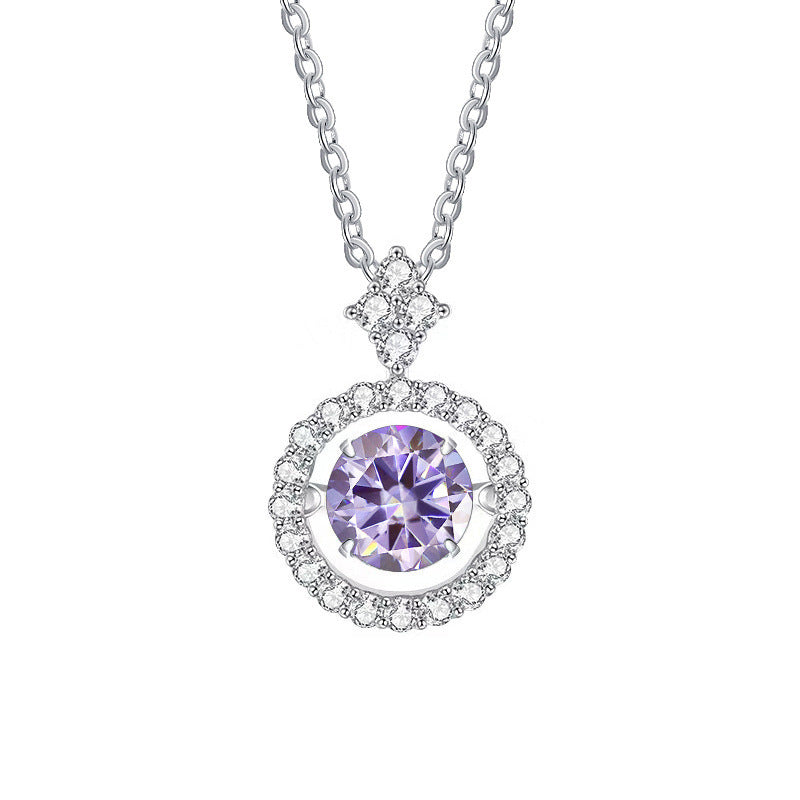 Live Hot S925 Sterling Silver Pulsatile Heart Moissanite Pendant Female Light-chasing Smart Clavicle Chain Moissanite Necklace
