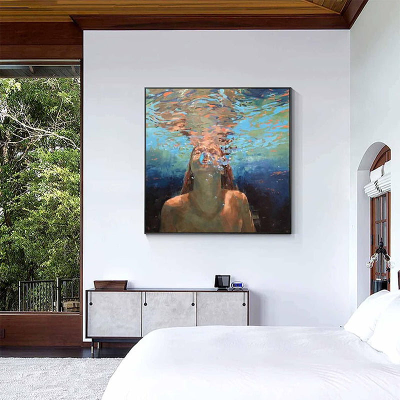 Hand-Painted Oil Painting Canvas Acrylic Modern Wall Art Abstract Texture Swimming Lover Artwork Home Decoration For Bedroom Living Room Decor