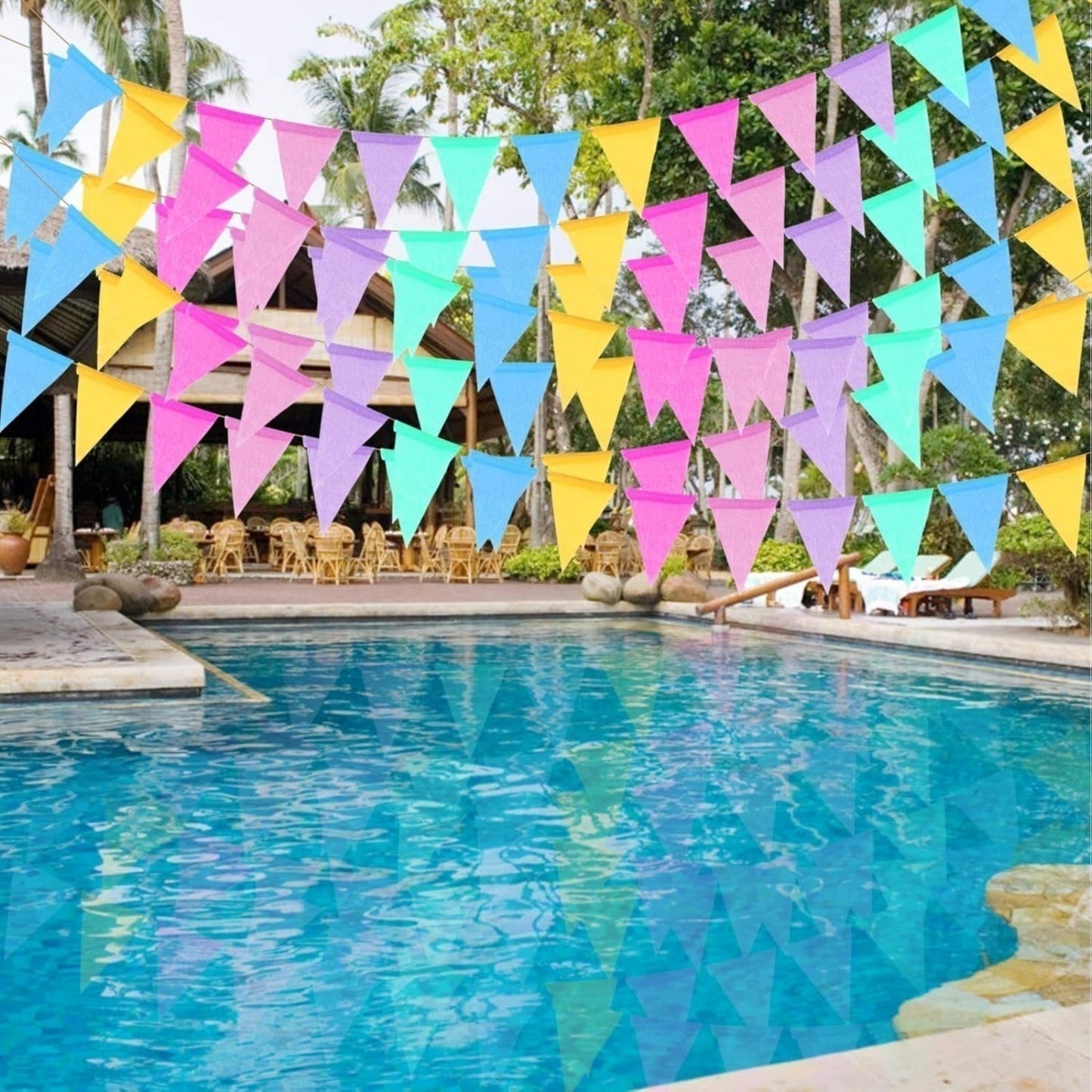 Triangular Pennant Set (60 Pieces) With 4.5m Of Ribbon For Festive Party Decorations And Room Decor—Party Accessories Set