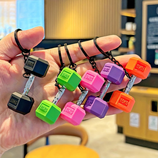 Creative Sports Fitness Series Metal Rod Dumbbell Keychain Pendant