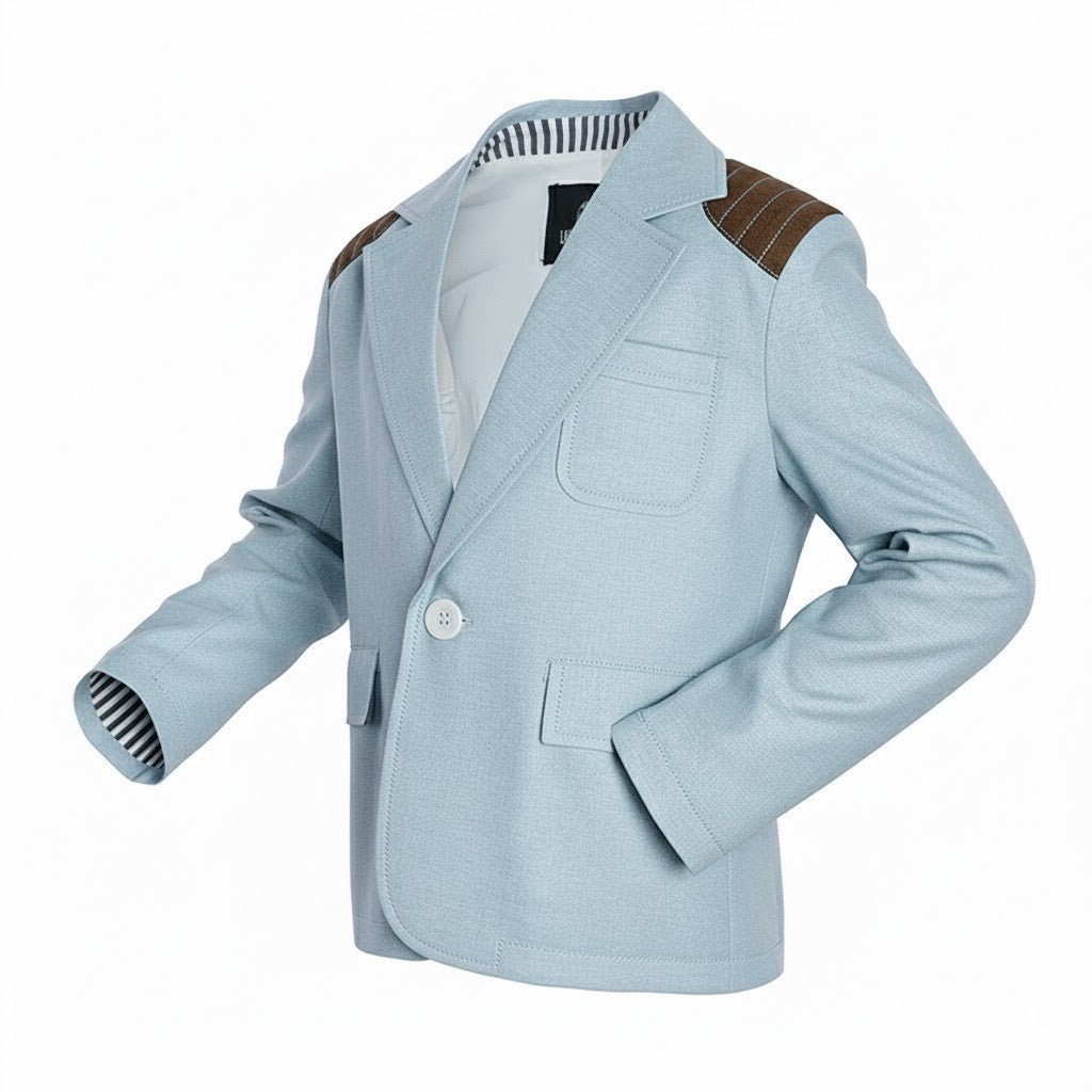 Boys  Vintage Casual Smart Jacket Light Blue Cotton Blazer Everyday Wear 3-7Y