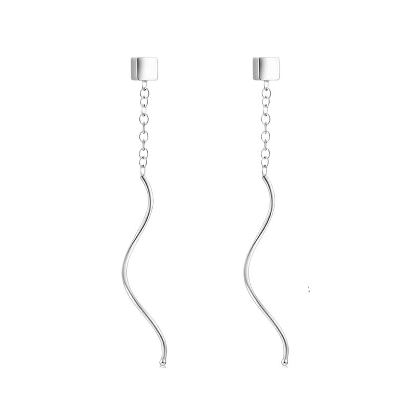 Fashionable Korean-style Clover-wave Drop Earrings For Women